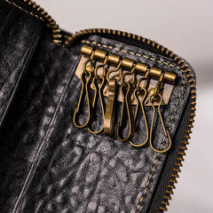 Leather Men Small Key Wallet Bifold Small Keyring Wallet for Men - imessengerbags