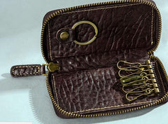 Leather Men Small Key Wallet Bifold Small Keyring Wallet for Men - imessengerbags