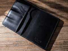 Leather Men Small Slim Travel Wallet Passport Wallet Bifold Small Wallets for Men