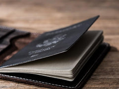 Leather Men Small Slim Travel Wallet Passport Wallet Bifold Small Wallets for Men