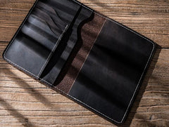 Leather Men Small Slim Travel Wallet Passport Wallet Bifold Small Wallets for Men