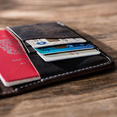 Leather Men Small Slim Travel Wallet Passport Wallet Bifold Small Wallets for Men