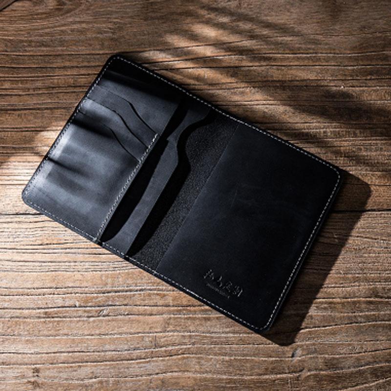 Leather Men Small Slim Travel Wallet Passport Wallet Bifold Small Wallets for Men