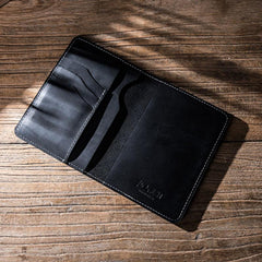 Leather Men Small Slim Travel Wallet Passport Wallet Bifold Small Wallets for Men