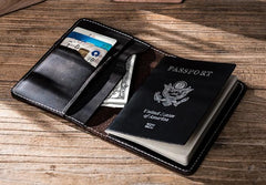 Leather Men Small Slim Travel Wallet Passport Wallet Bifold Small Wallets for Men