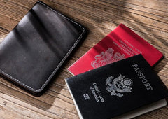 Leather Men Small Slim Travel Wallet Passport Wallet Bifold Small Wallets for Men