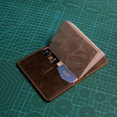 Leather Men Small Slim Travel Wallet Passport Wallet Bifold for Men - imessengerbags