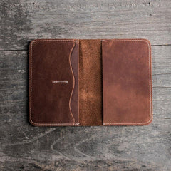 Leather Men Small Slim Travel Wallet Passport Wallet Bifold for Men - imessengerbags