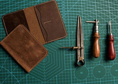 Leather Men Small Slim Travel Wallet Passport Wallet Bifold for Men - imessengerbags
