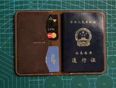 Leather Men Small Slim Travel Wallet Passport Wallet Bifold for Men - imessengerbags
