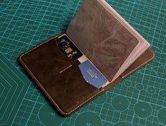 Leather Men Small Slim Travel Wallet Passport Wallet Bifold for Men - imessengerbags