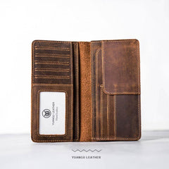 Leather Men Travel Wallet Passport Wallet Bifold Long Wallets for Men - imessengerbags