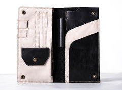 Leather Men Travel Wallet Passport Wallet Bifold Long Wallets for Men - imessengerbags