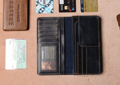 Leather Men Travel Wallet Passport Wallet Bifold Long Wallets for Men - imessengerbags