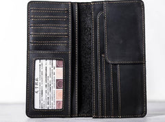 Leather Men Travel Wallet Passport Wallet Bifold Long Wallets for Men - imessengerbags