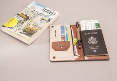 Leather Men Travel Wallet Passport Wallet Bifold Long Wallets for Men - imessengerbags