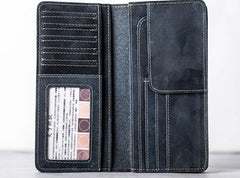 Leather Men Travel Wallet Passport Wallet Bifold Long Wallets for Men - imessengerbags