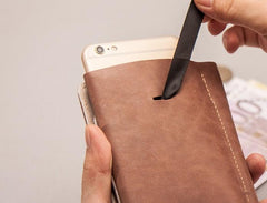 Leather Men Travel Wallet Passport Wallet Bifold Long Wallets for Men - imessengerbags