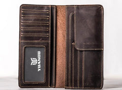 Leather Men Travel Wallet Passport Wallet Bifold Long Wallets for Men - imessengerbags