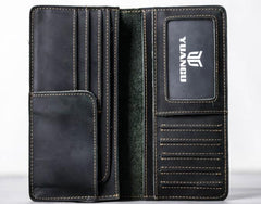 Leather Men Travel Wallet Passport Wallet Bifold Long Wallets for Men - imessengerbags