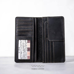 Leather Men Travel Wallet Passport Wallet Bifold Long Wallets for Men - imessengerbags