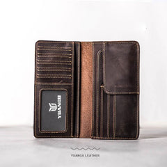 Leather Men Travel Wallet Passport Wallet Bifold Long Wallets for Men - imessengerbags