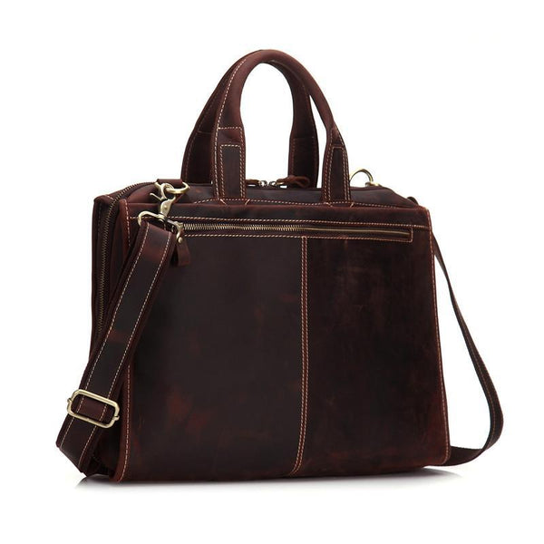 Vintage Leather Mens Briefcase Work Briefcase Business Briefcase Laptop Briefcase For Men - imessengerbags
