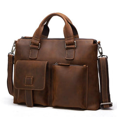 Vintage Leather Mens Briefcase Cool Work Briefcase Business Briefcase Laptop Briefcase For Men - imessengerbags