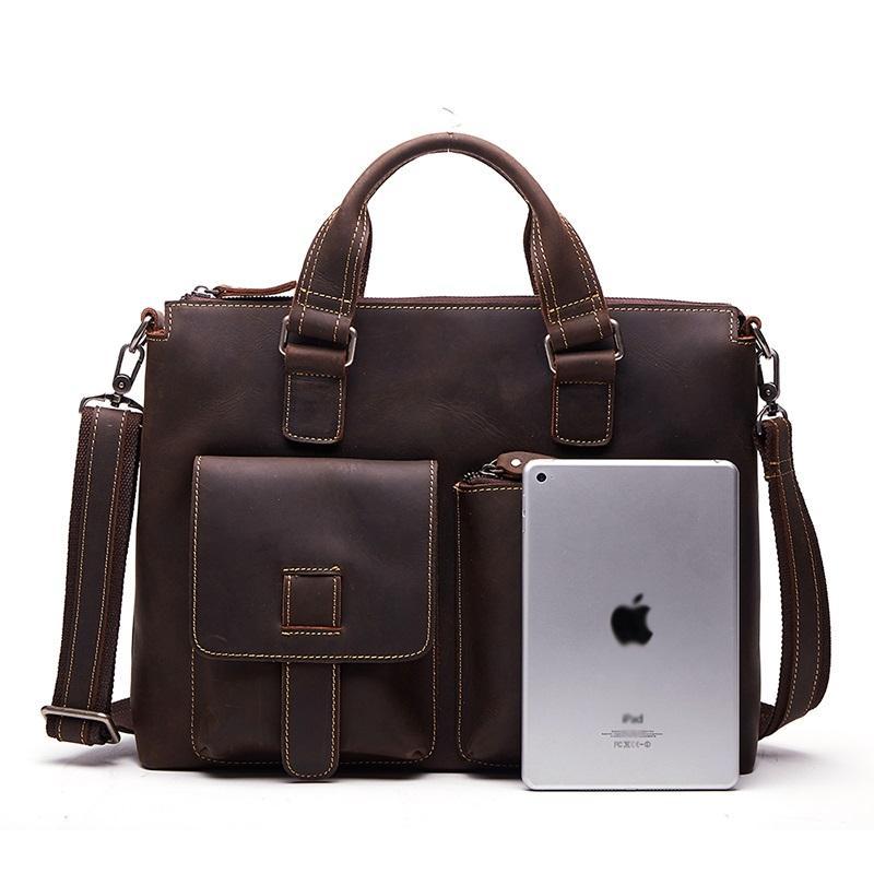 Vintage Leather Mens Briefcase Cool Work Briefcase Business Briefcase Laptop Briefcase For Men - imessengerbags