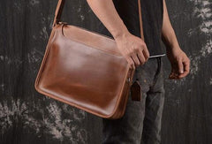 Cool Leather Men Vintage Coffee Messenger Bag Shoulder Bags for Men - imessengerbags