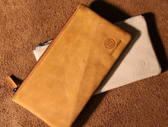 Leather Men Zipper Slim Wallet Phone Clutch Long Wallets for Men - imessengerbags