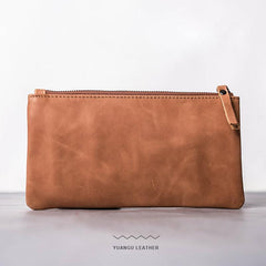 Leather Men Zipper Slim Wallet Phone Clutch Long Wallets for Men - imessengerbags