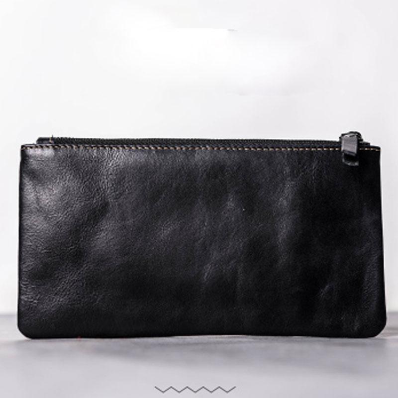 Leather Men Zipper Slim Wallet Phone Clutch Long Wallets for Men - imessengerbags