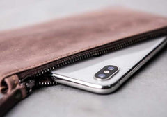 Leather Men Zipper Slim Wallet Phone Clutch Long Wallets for Men - imessengerbags