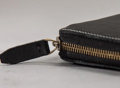 Leather Men Zipper Travel Wallet Passport Wallet Bifold Long Wallets for Men - imessengerbags