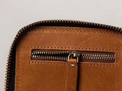 Leather Men Zipper Travel Wallet Passport Wallet Bifold Long Wallets for Men - imessengerbags