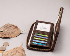 Leather Men Zipper Travel Wallet Passport Wallet Bifold Long Wallets for Men - imessengerbags