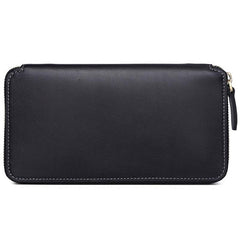 Leather Men Zipper Travel Wallet Passport Wallet Bifold Long Wallets for Men - imessengerbags