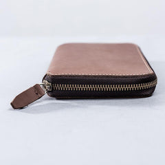 Leather Men Zipper Travel Wallet Passport Wallet Bifold Long Wallets for Men - imessengerbags