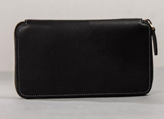 Leather Men Zipper Travel Wallet Passport Wallet Bifold Long Wallets for Men - imessengerbags