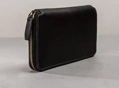 Leather Men Zipper Travel Wallet Passport Wallet Bifold Long Wallets for Men - imessengerbags