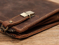 Leather Men Zipper Wristlet Wallet Clutch Long Wallets for Men