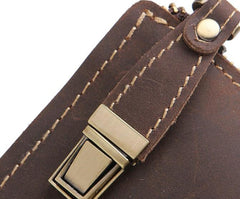 Leather Men Zipper Wristlet Wallet Clutch Long Wallets for Men