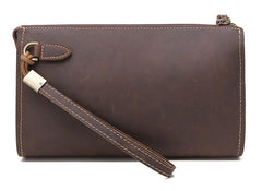Leather Men Zipper Wristlet Wallet Clutch Long Wallets for Men