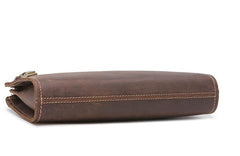 Leather Men Zipper Wristlet Wallet Clutch Long Wallets for Men