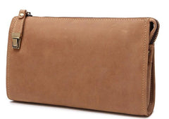 Leather Men Zipper Wristlet Wallet Clutch Long Wallets for Men