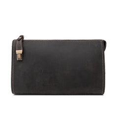 Leather Men Zipper Wristlet Wallet Clutch Long Wallets for Men