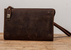 Leather Men Zipper Wristlet Wallet Clutch Long Wallets for Men