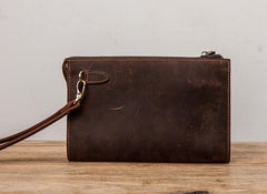 Leather Men Zipper Wristlet Wallet Clutch Long Wallets for Men