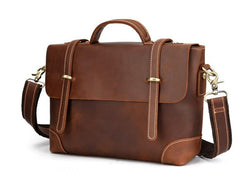 Leather Mens 13inch Laptop Bag Briefcase Work Handbag Business Bag for Men - imessengerbags